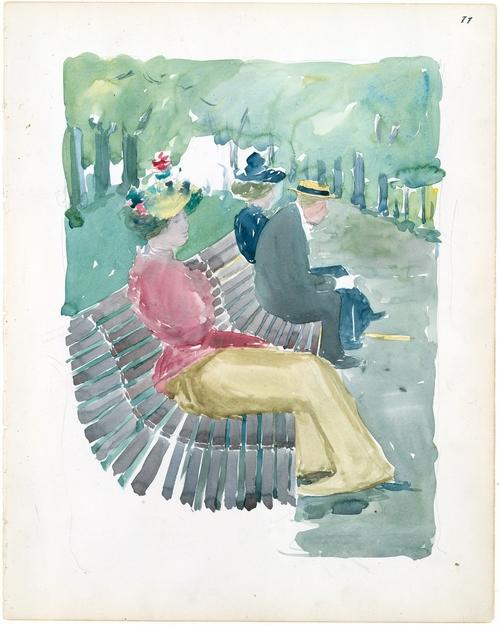 A Man And Two Women Sitting In The Park — Maurice Brazil Prendergast