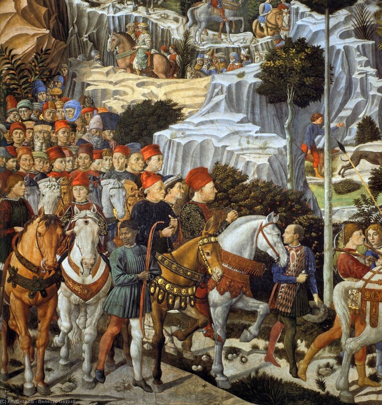 Procession Of The Youngest King (detail) — Бензозо Гоззоли