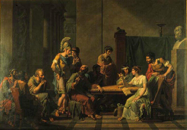Aspasie S'entretenant Avec Les Hommes Les Plus Illustres D'athènes — Monsiaux Nicolas André