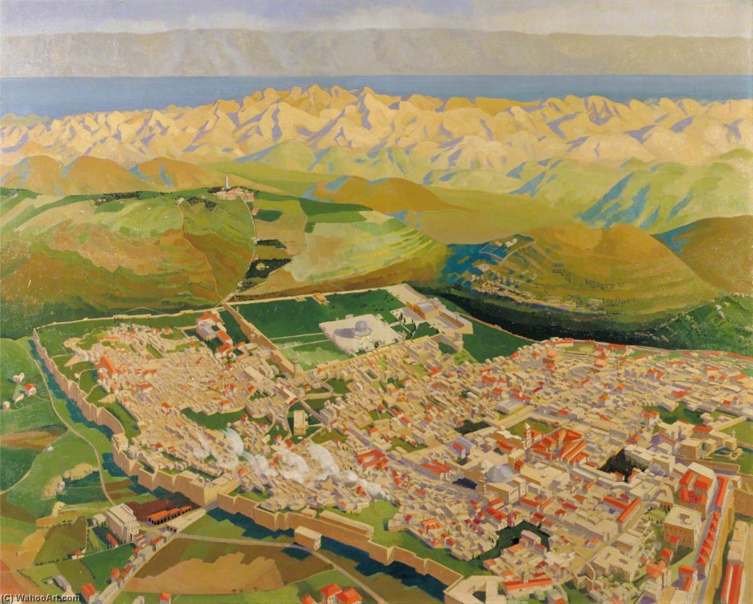 Jerusalem And The Dead Sea From An Aeroplane — Richard Carline
