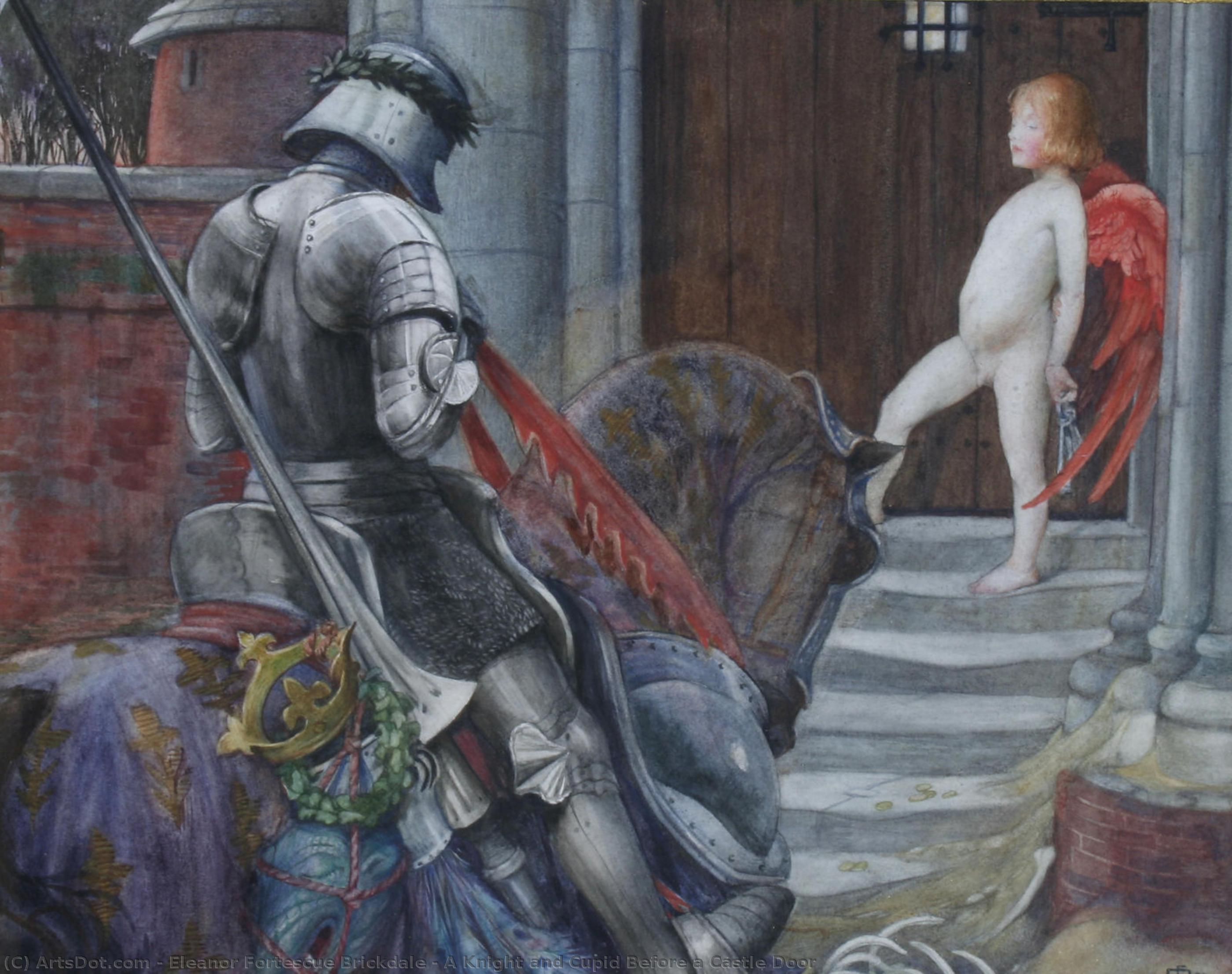A Knight And Cupid Before A Castle Door — Eleanor Fortescue Brickdale