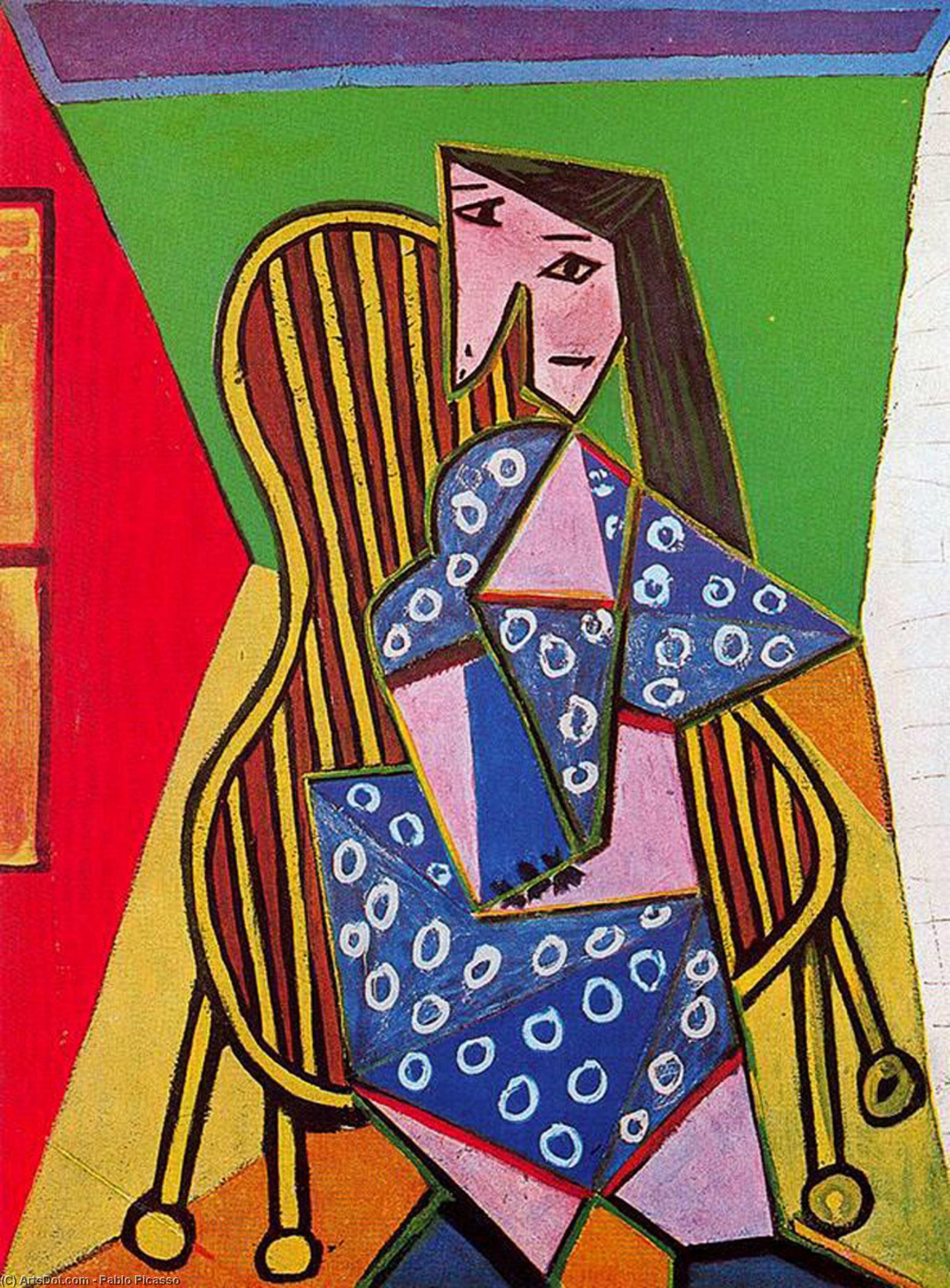Woman In Striped Armchair — Pablo Picasso