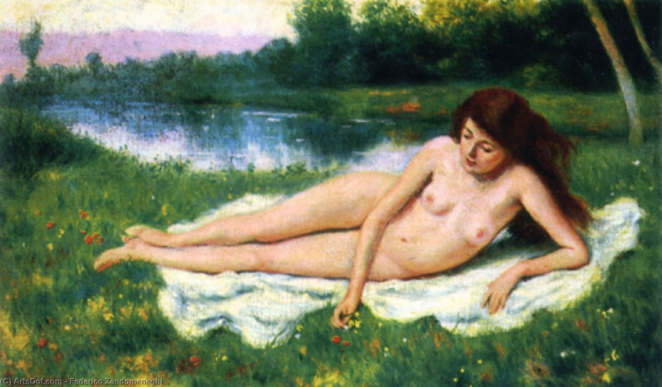 Nude Outdoors (also Known As Nude Woman On The Lawn) — Federico Zandomeneghi