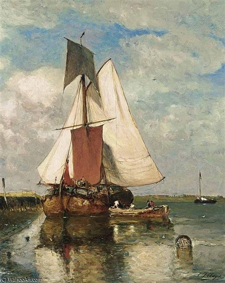 A Fishing Boat In An Estuary — Paul Jean Clays