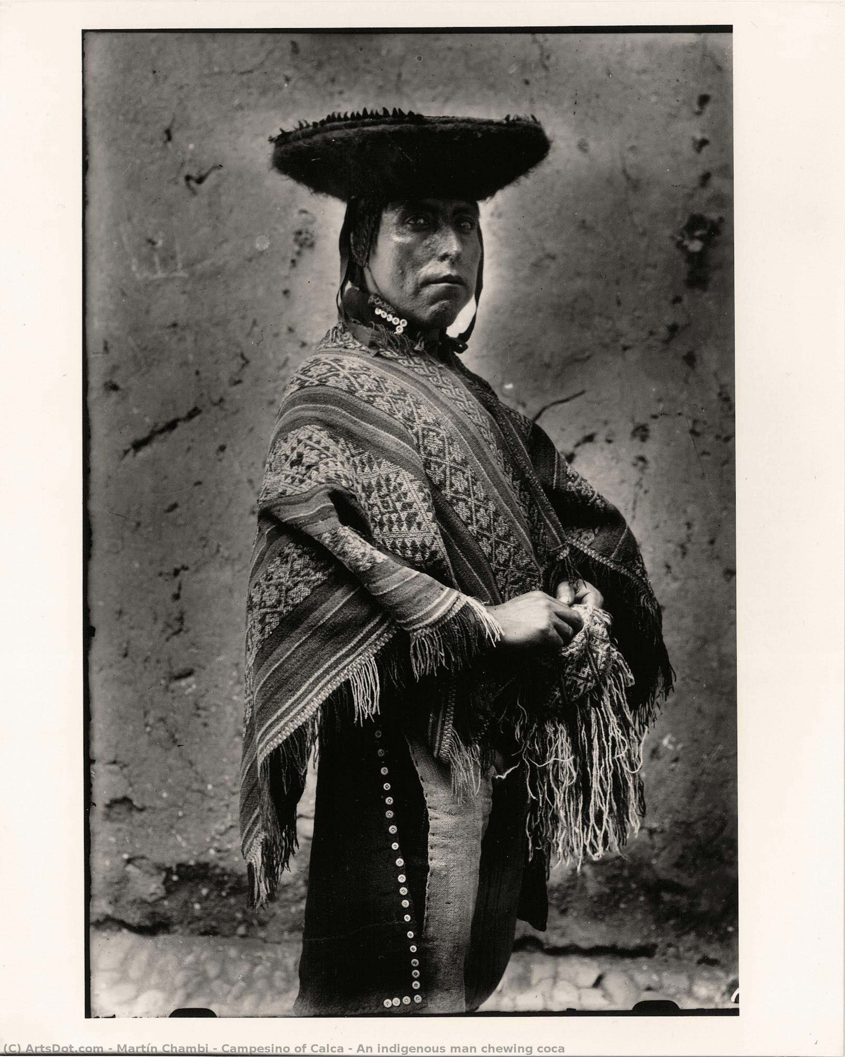Campesino Of Calca / An Indigenous Man Chewing Coca — Martín Chambi