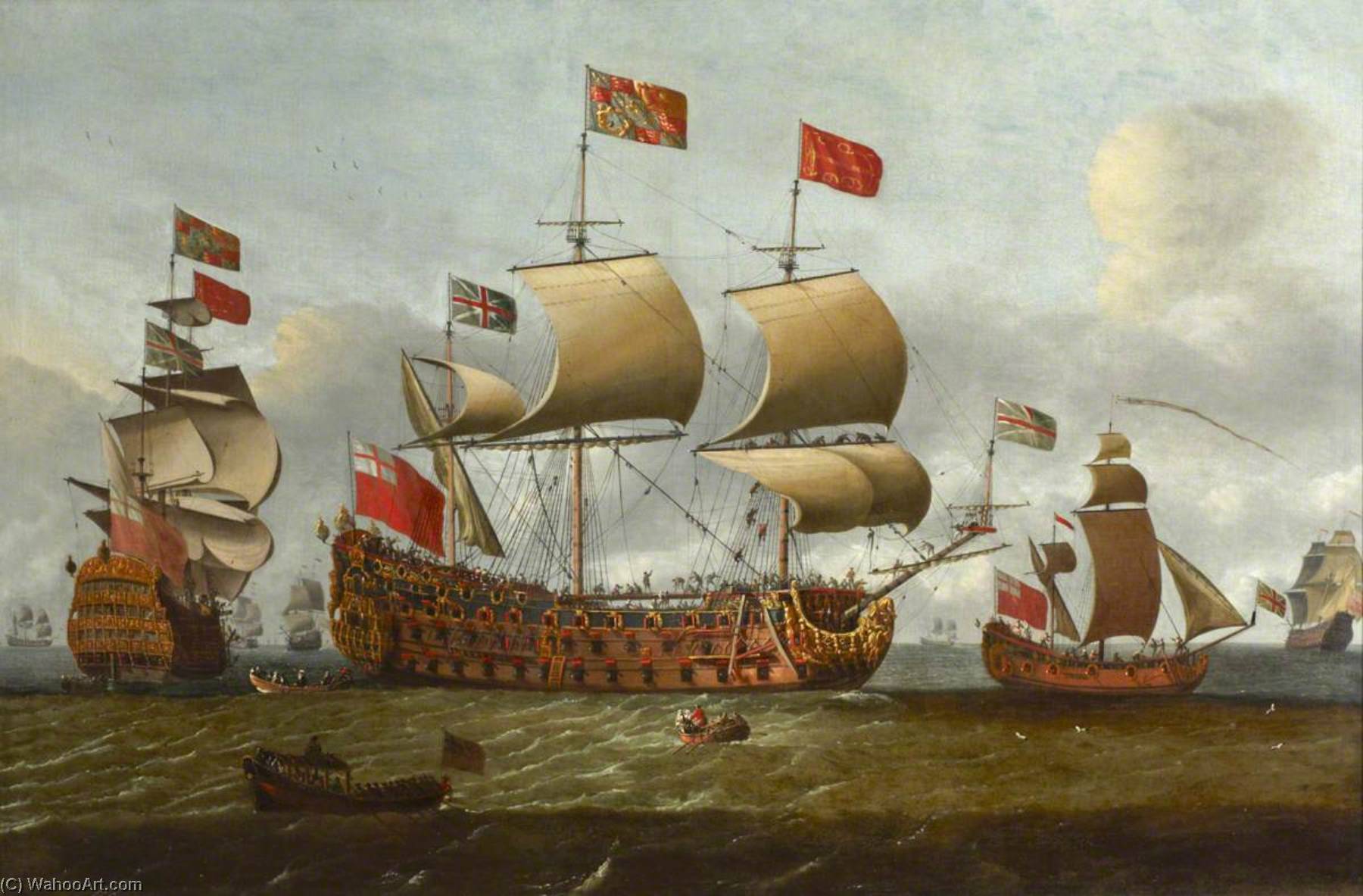 Hms 'britannia' In Two Positions — Isaac Sailmaker