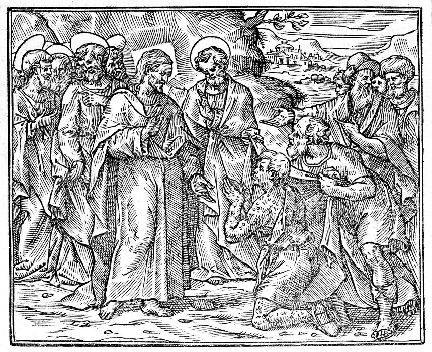 Christ Cures A Leper; An Apostle Holds A Garment In Front Of — Antonio Tempesta