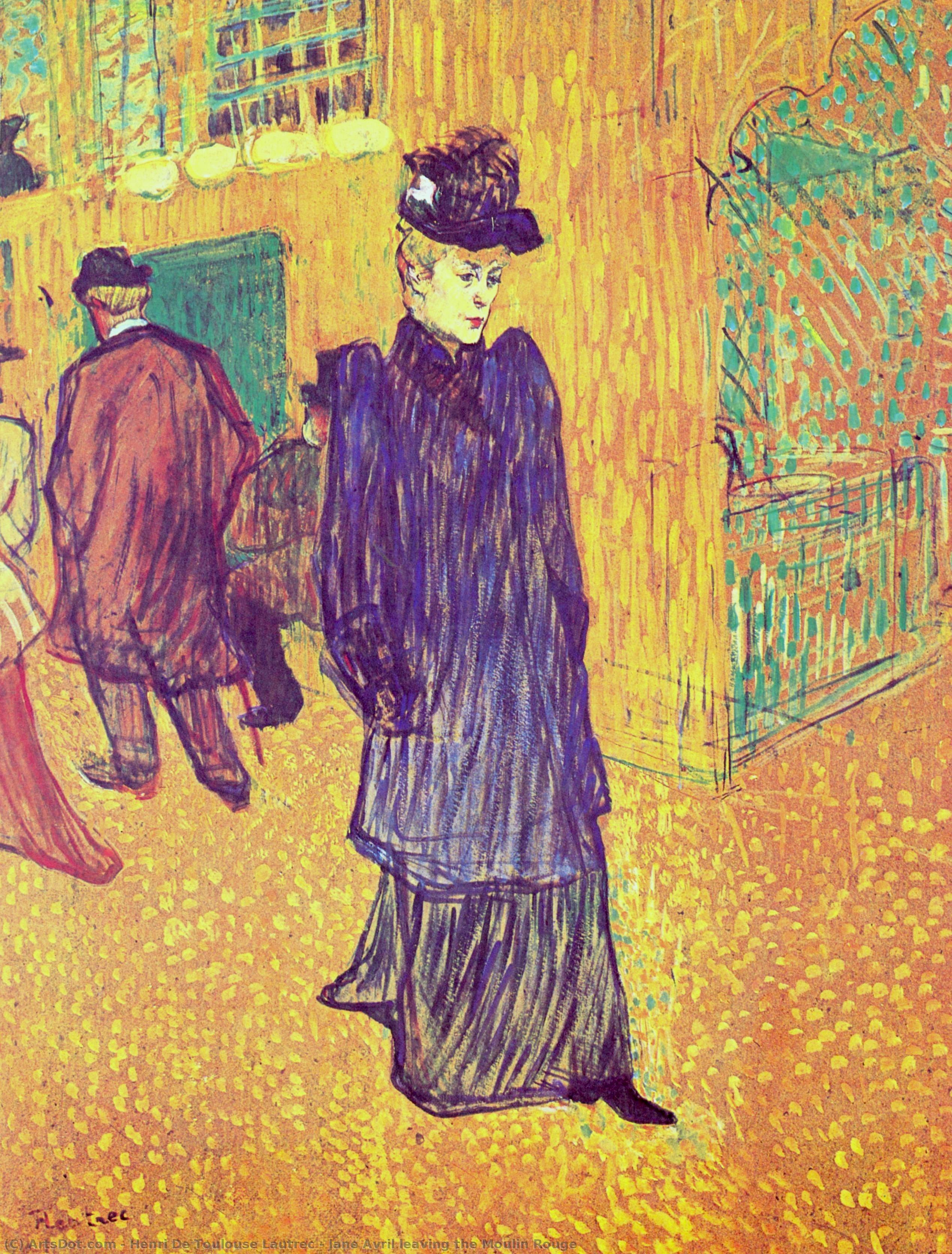 Jane Avril Leaving The Moulin Rouge — Comte Henri Marie Raymond De Toulouse-lautrec-monfa