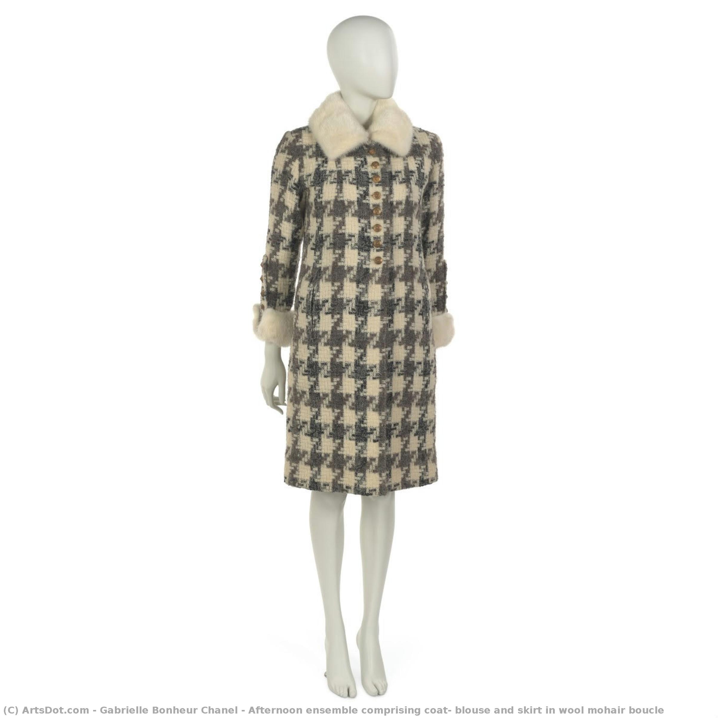 Afternoon Ensemble Comprising Coat, Blouse And Skirt In Wool Mohair Boucle — Gabrielle Bonheur Chanel