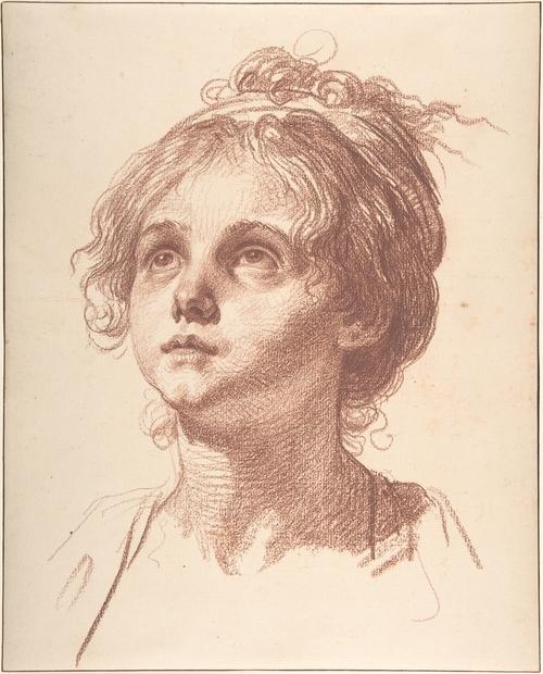 Head Of A Girl Looking Up — Jean-baptiste Greuze