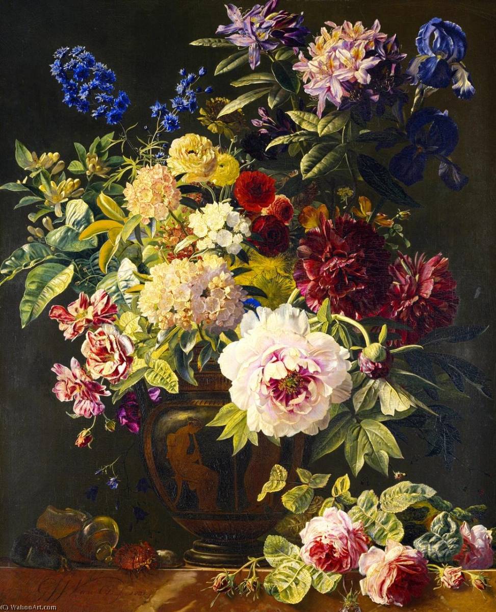 Flowers In A Greek Vase — Georgius Jacobus Johannes Van Os