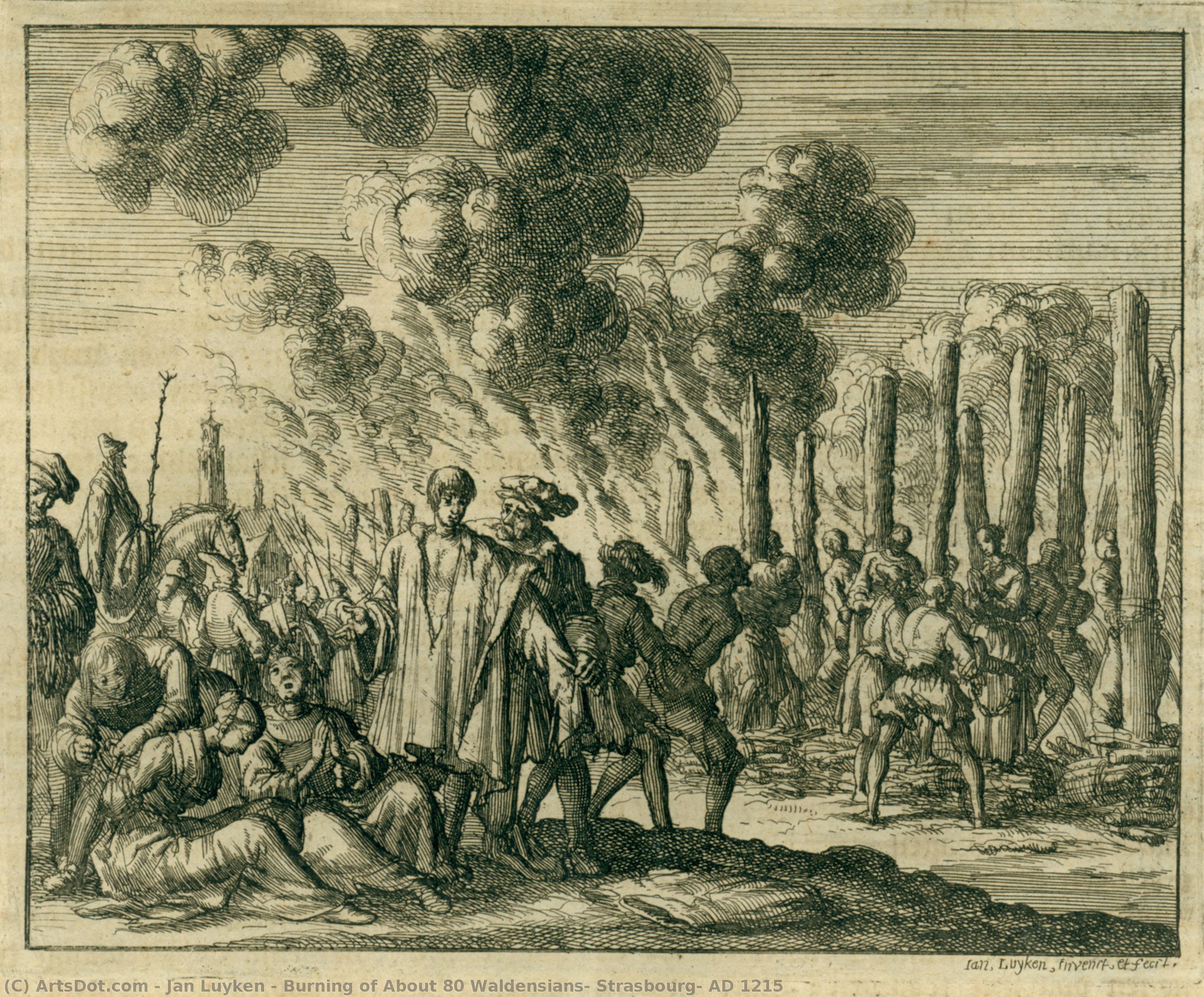 Burning Of About 80 Waldensians, Strasbourg, Ad 1215 — Jan Luyken