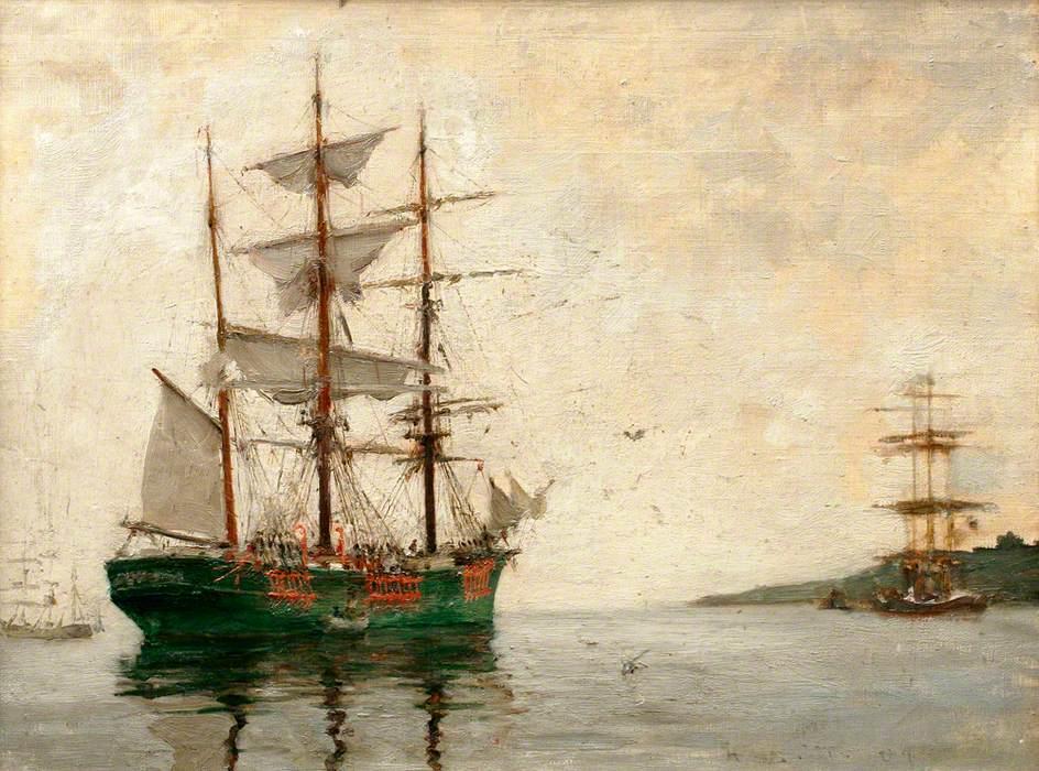 Timber Barque Off Pendennis — Henry Scott Tuke