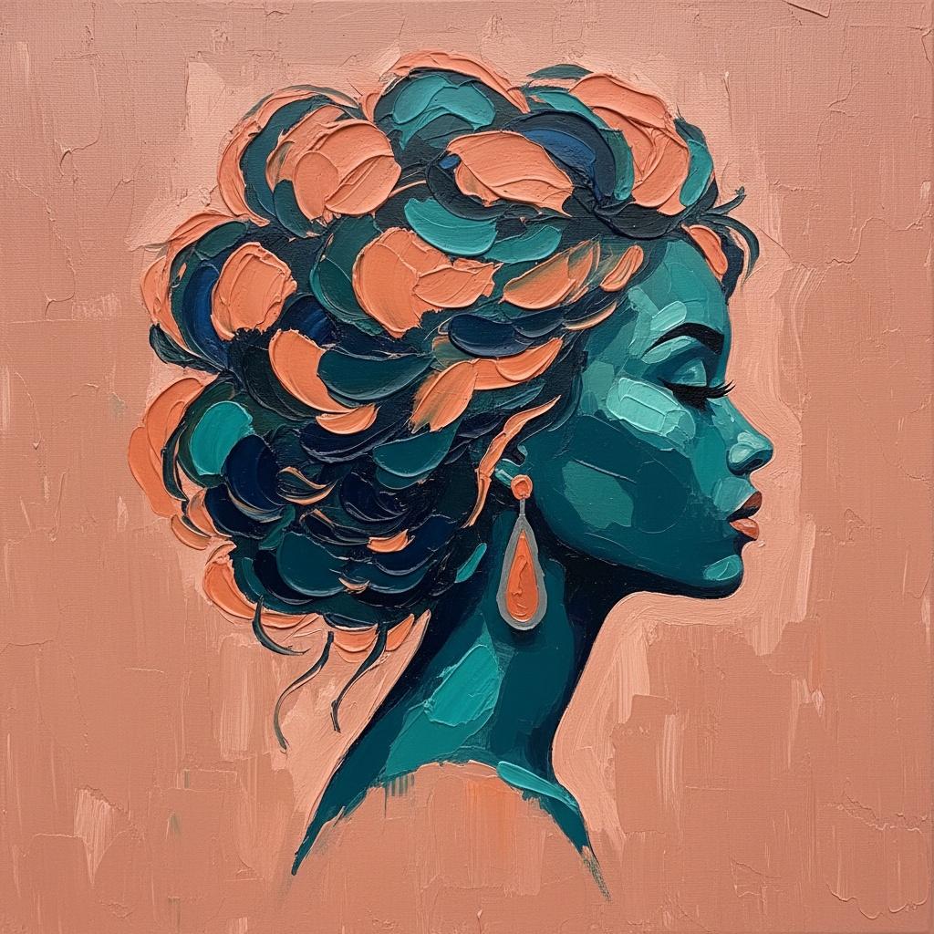 Ethereal Silhouette In Teal And Peach: A Monumental Study Of Serene Contours — Christian Noiret