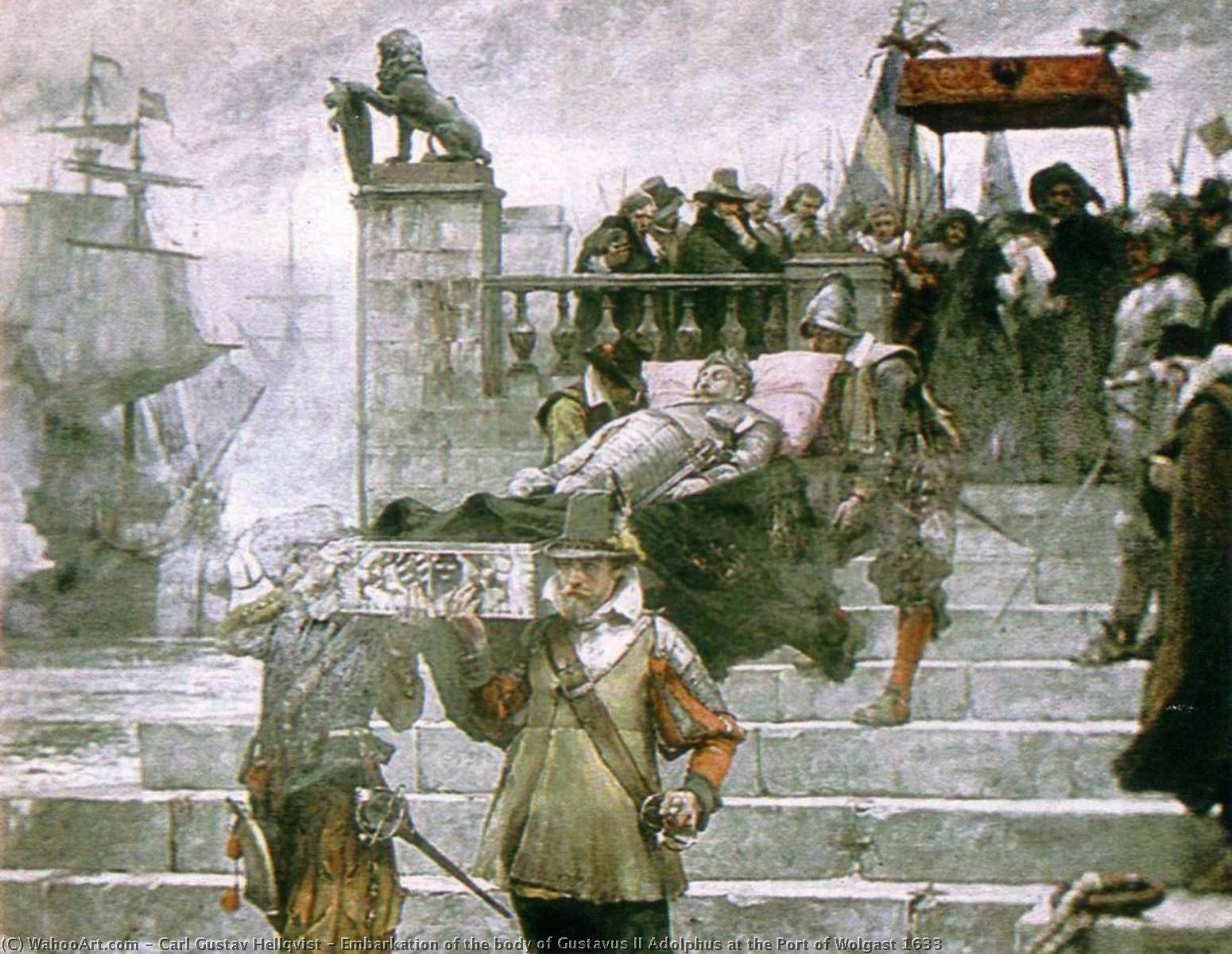 Embarkation Of The Body Of Gustavus Ii Adolphus At The Port Of Wolgast 1633 — Carl Gustav Hellqvist