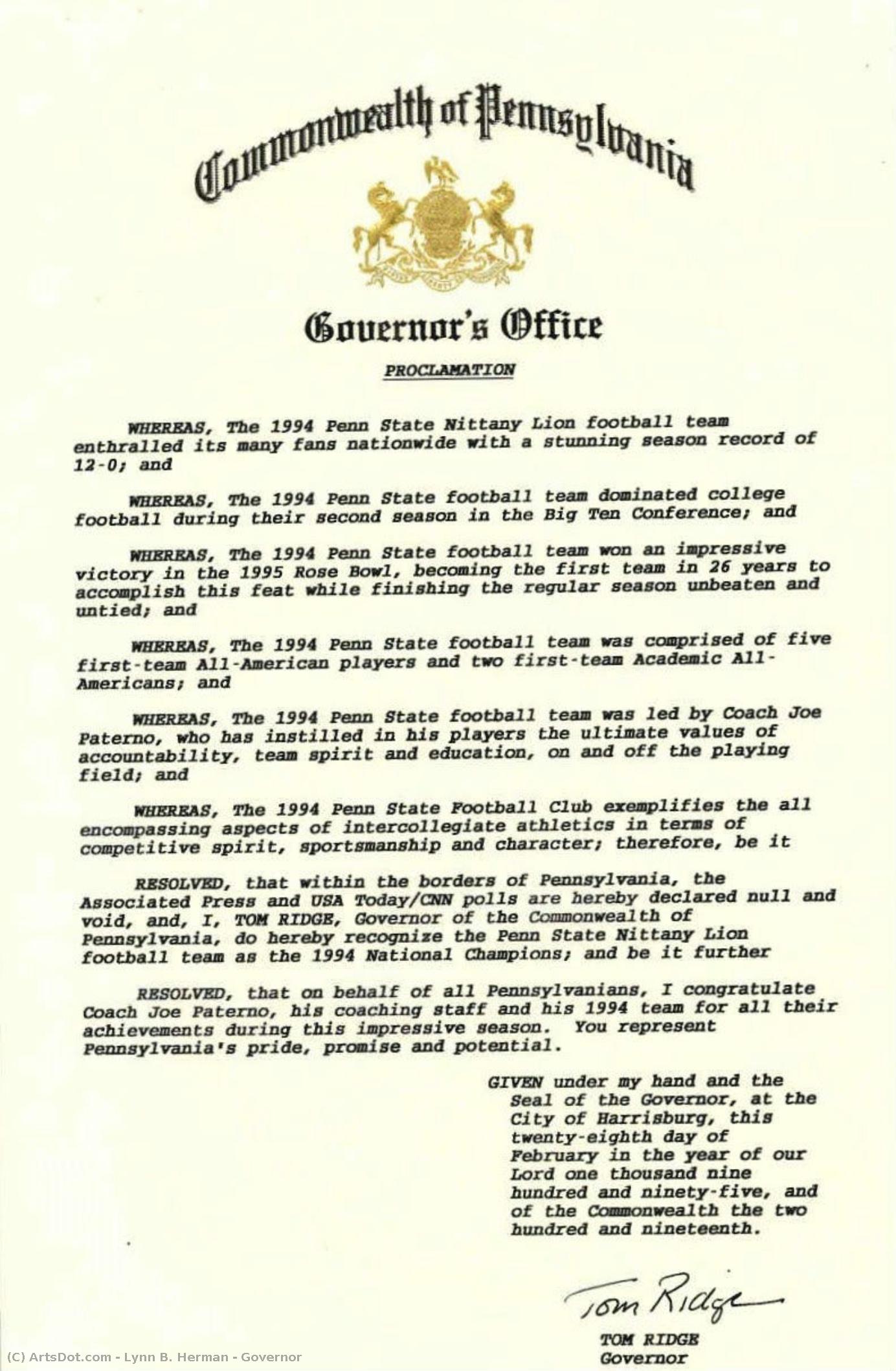 Governor — Lynn B. Herman