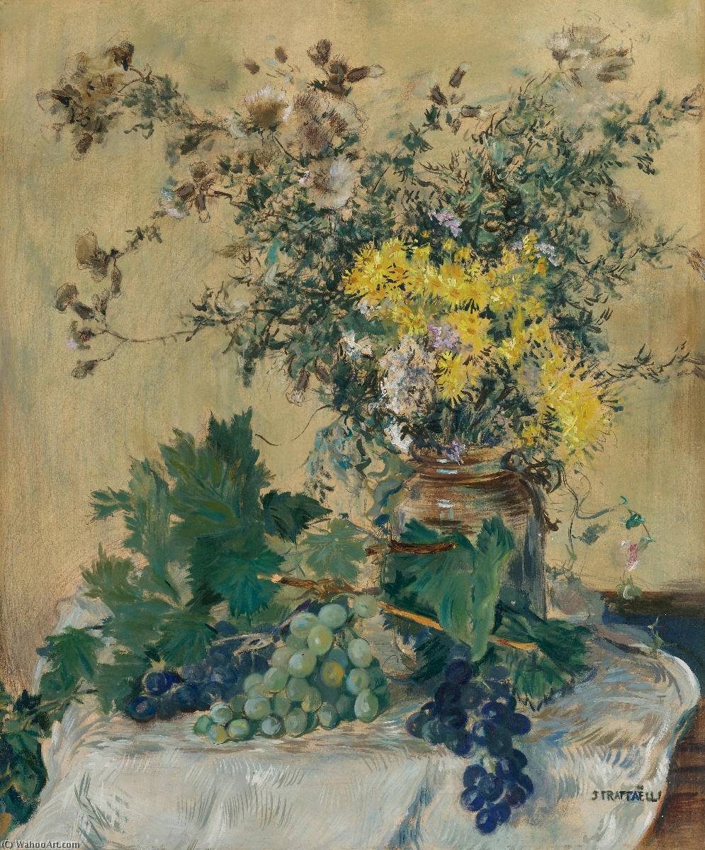 Nature Morte Aux Fleurs Et Aux Raisins — Jean-françois Raffaelli