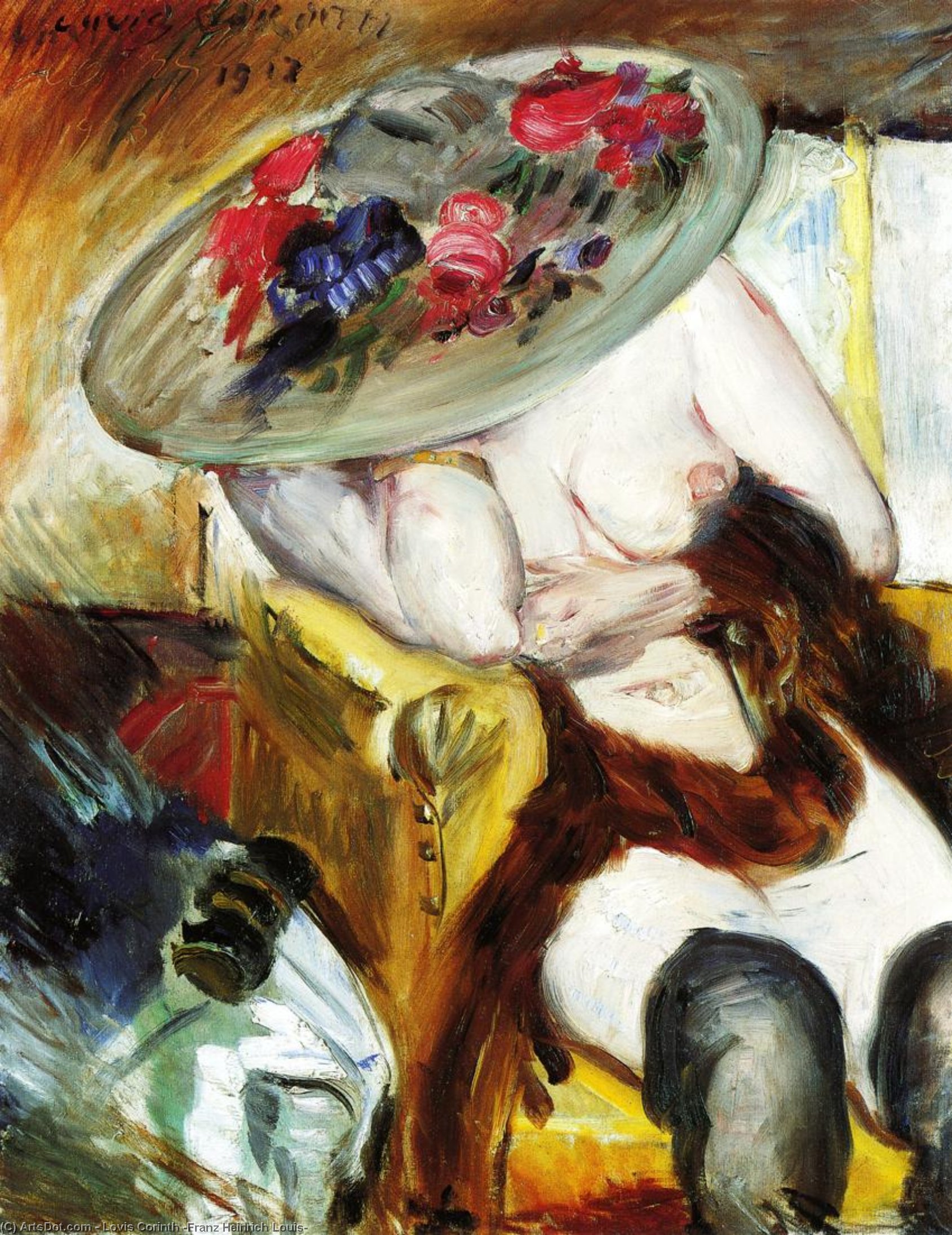 Italian Woman In A Yellow Chair — Lovis Corinth