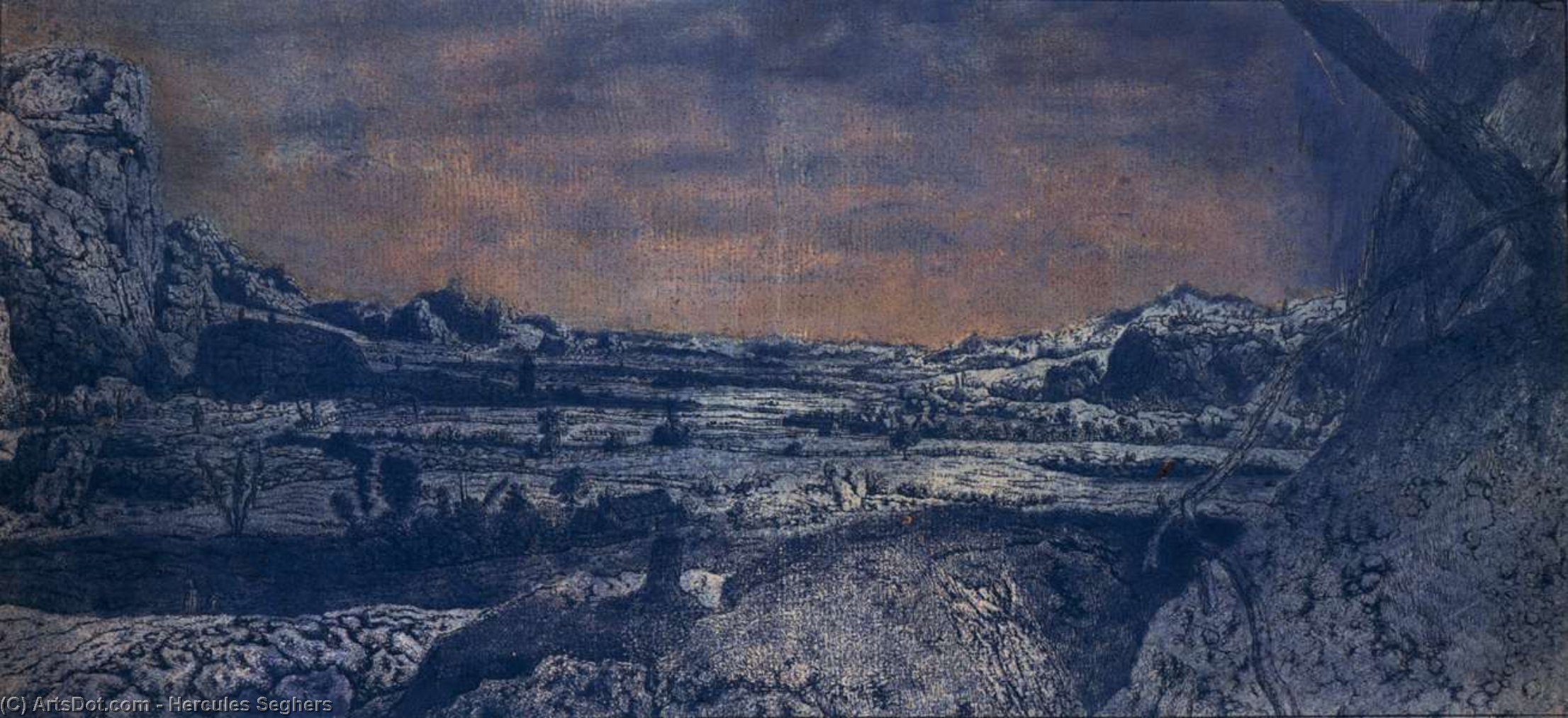 Mountain Valley With Fenced Fields — Геркулес Сегерс
