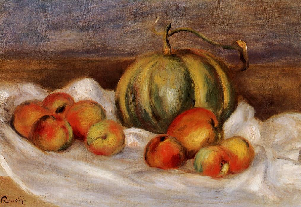 Still Life With Cantalope And Peaches — Pierre-auguste Renoir