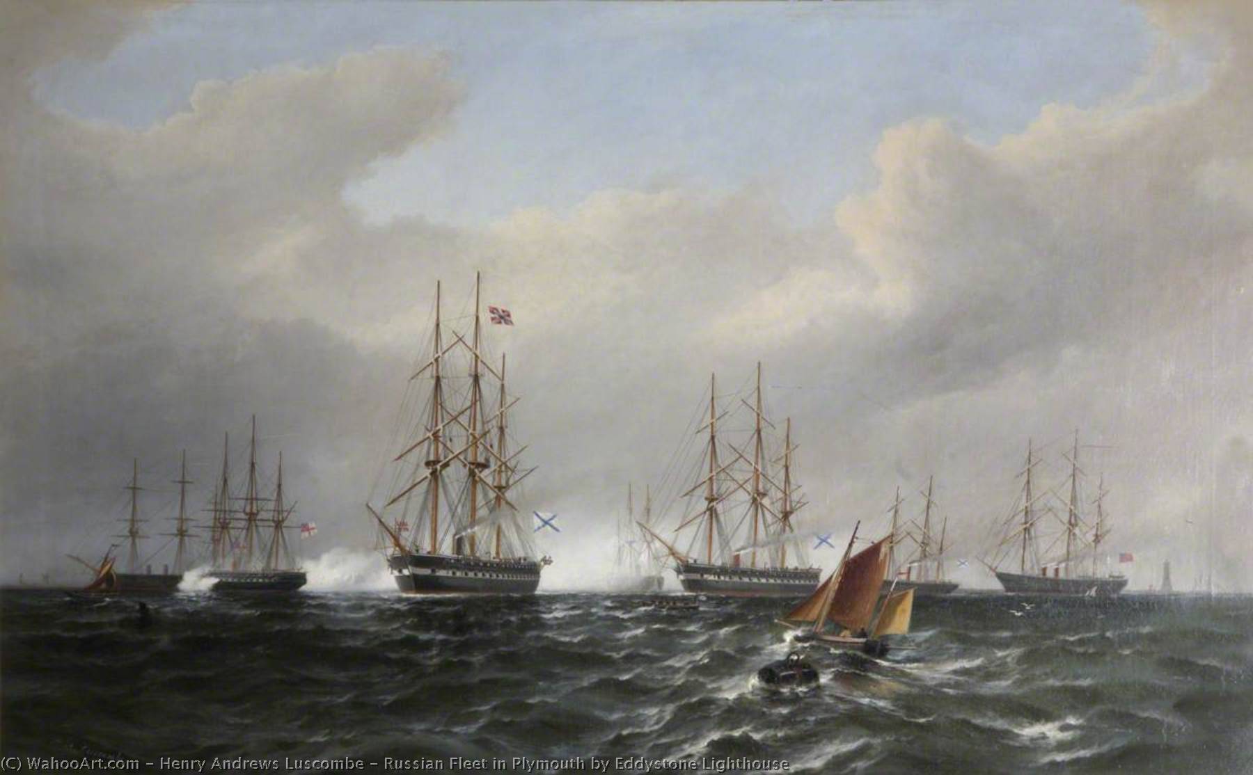 Russian Fleet In Plymouth By Eddystone Lighthouse — Генри Андрюс Льюмсбэдж
