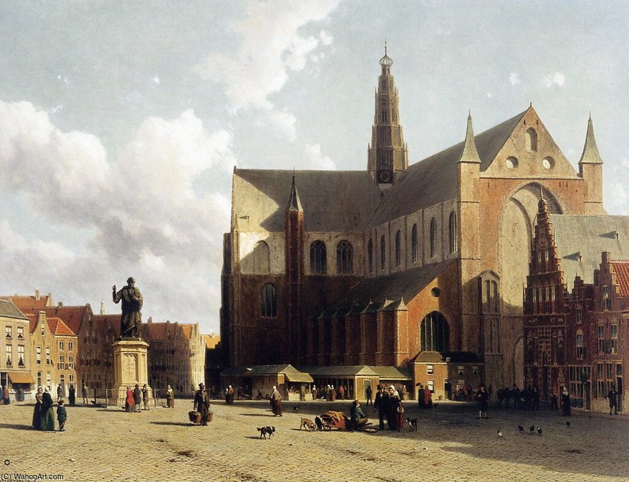 View Of The Market In Haarlem — Johan Hendrik Weissenbruch