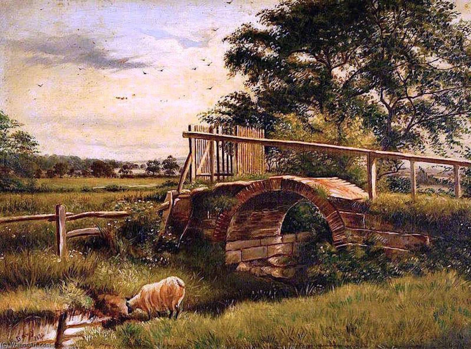 Landscape With Sheep And A Bridge — Frederick Davy