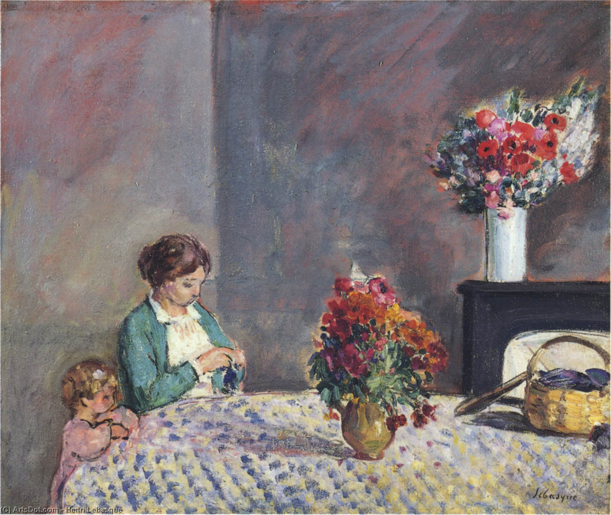 Woman And Child Seated At A Table — Henri Lebasque