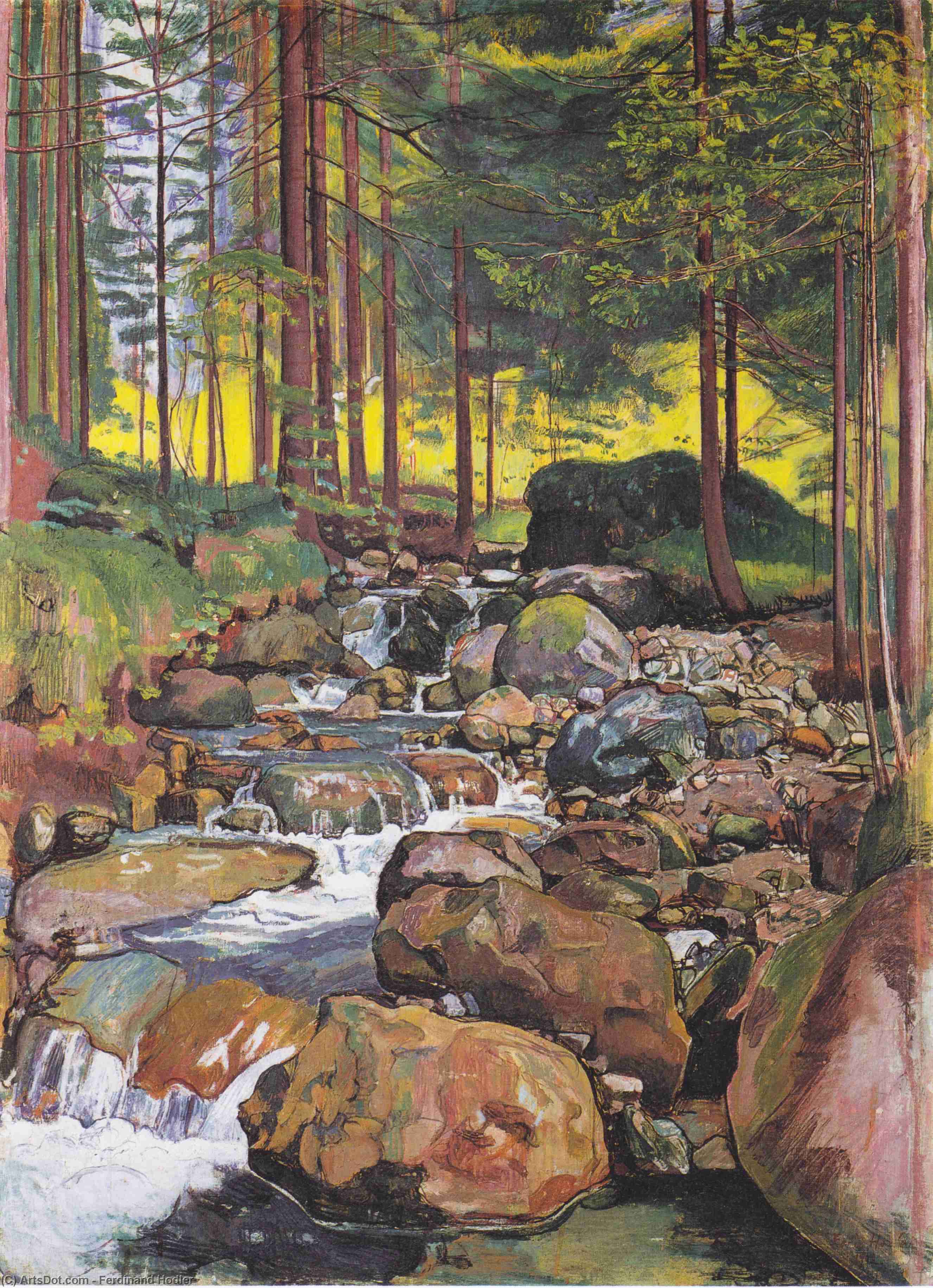 Forest With A Mountain Stream — Фердинанд Хёдер