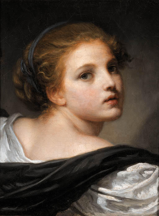 A Girl With A Blue Ribbon In Her Hair — Jean-baptiste Greuze