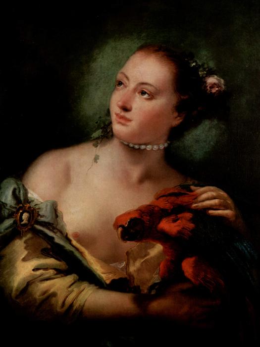 A Young Woman With A Macaw — Giambattista Tiepolo