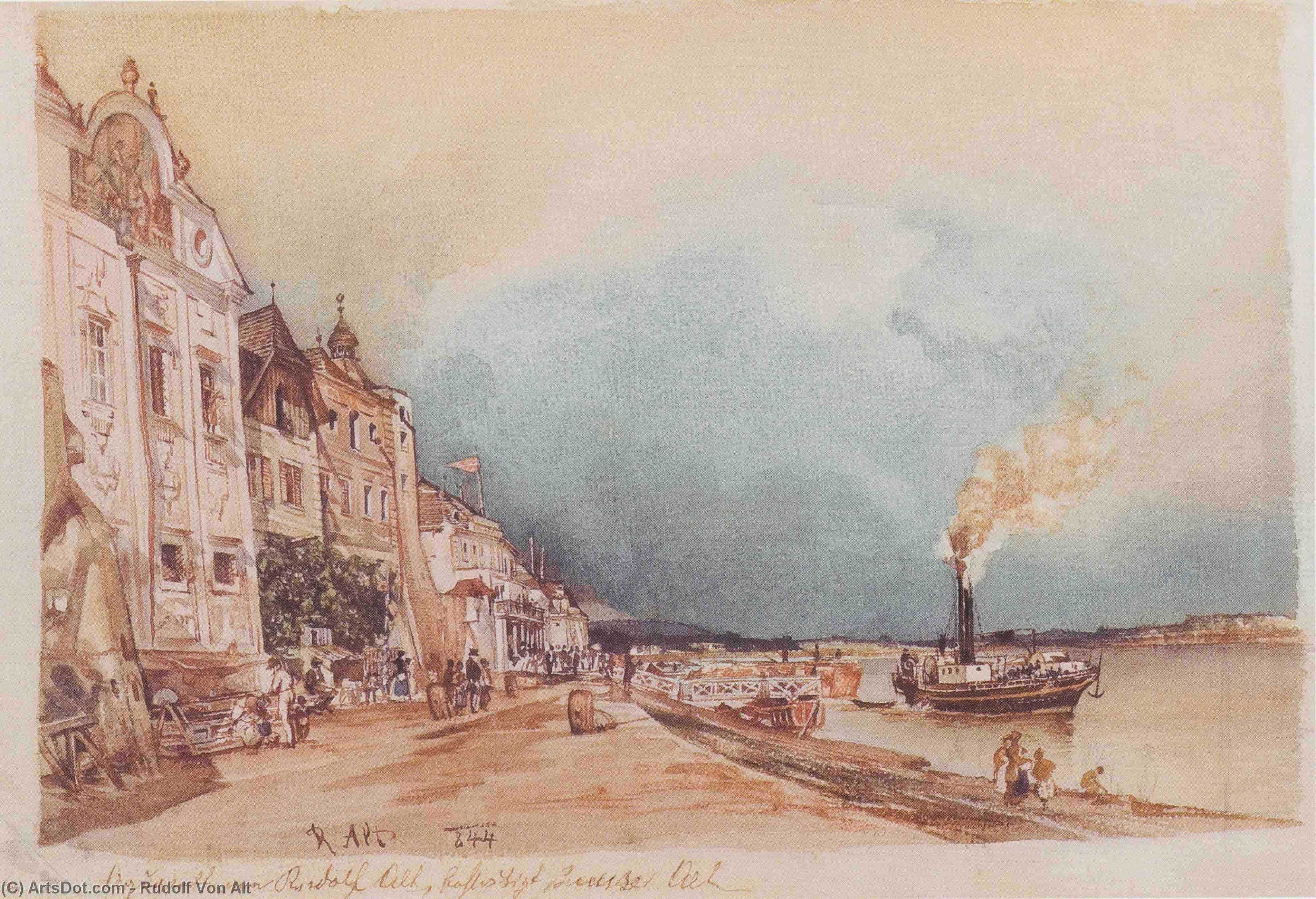 The Landing Site In Stein An Der Donau — Rudolf Von Alt
