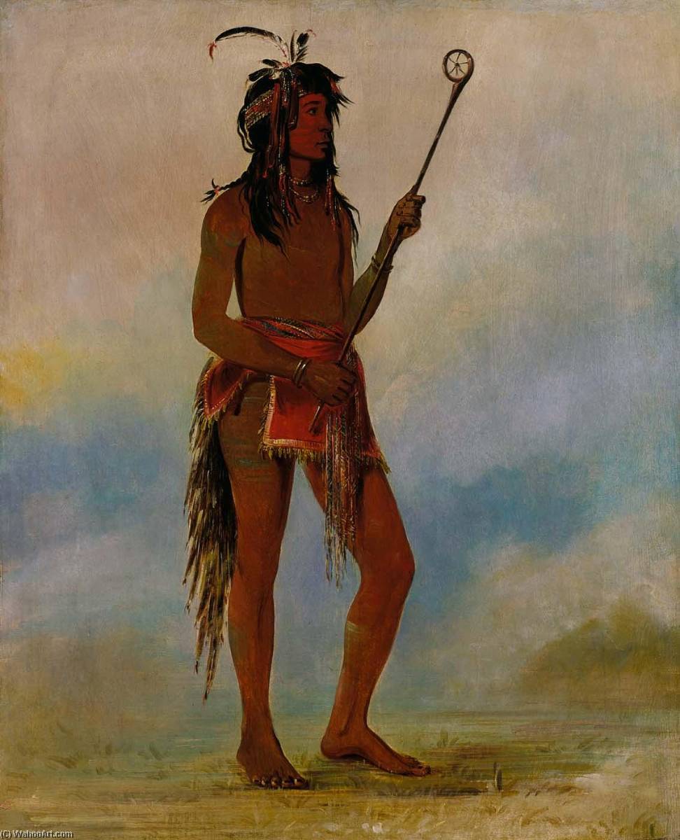 Ah Nó Je Nahge, He Who Stands On Both Sides, A Distinguished Ball Player — George Catlin