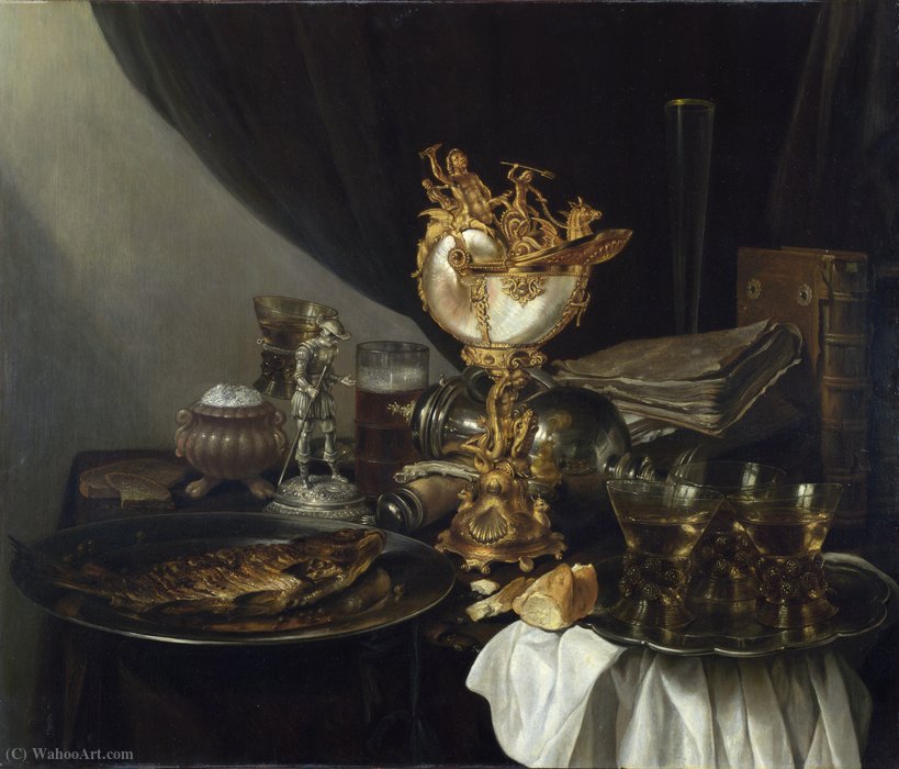 Still Life With Nautilus (about (london, Nat. Gallery) (1645)) — Gerrit Willemsz Heda