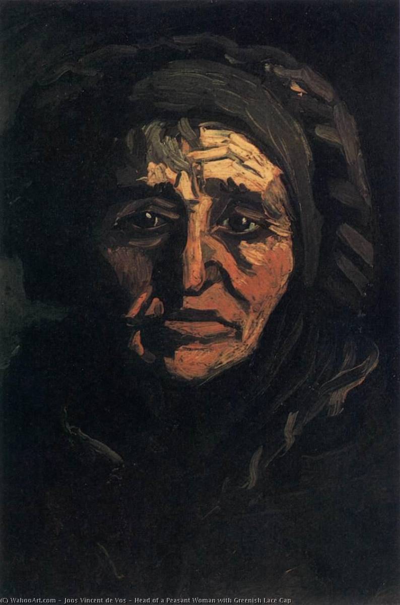 Head Of A Peasant Woman With Greenish Lace Cap — Joos Vincent De Vos