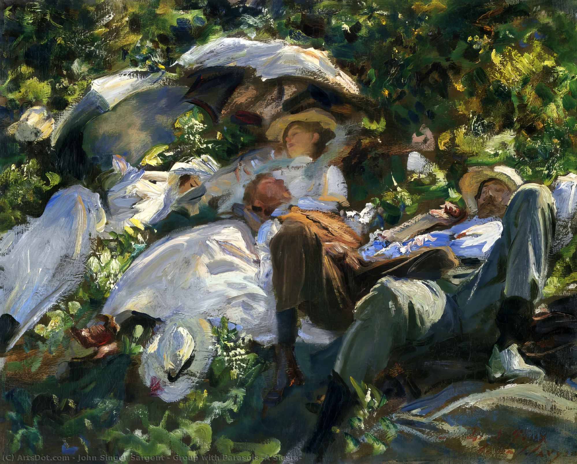 Group With Parasols (a Siesta) — John Singer Sargent