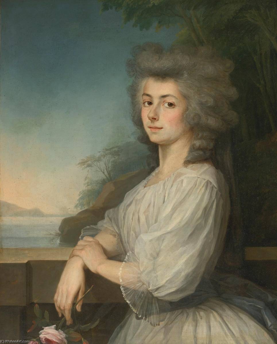 Portrait Of A Woman On A Terrace, A Landscape Beyond — Antoine Vestier Avallon Paris