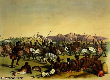 Zulu Hunting Dance Near The Engooi Mountains — George French Angas