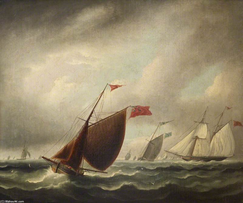 A Frigate And A Schooner Off The Needles — Thomas Luny