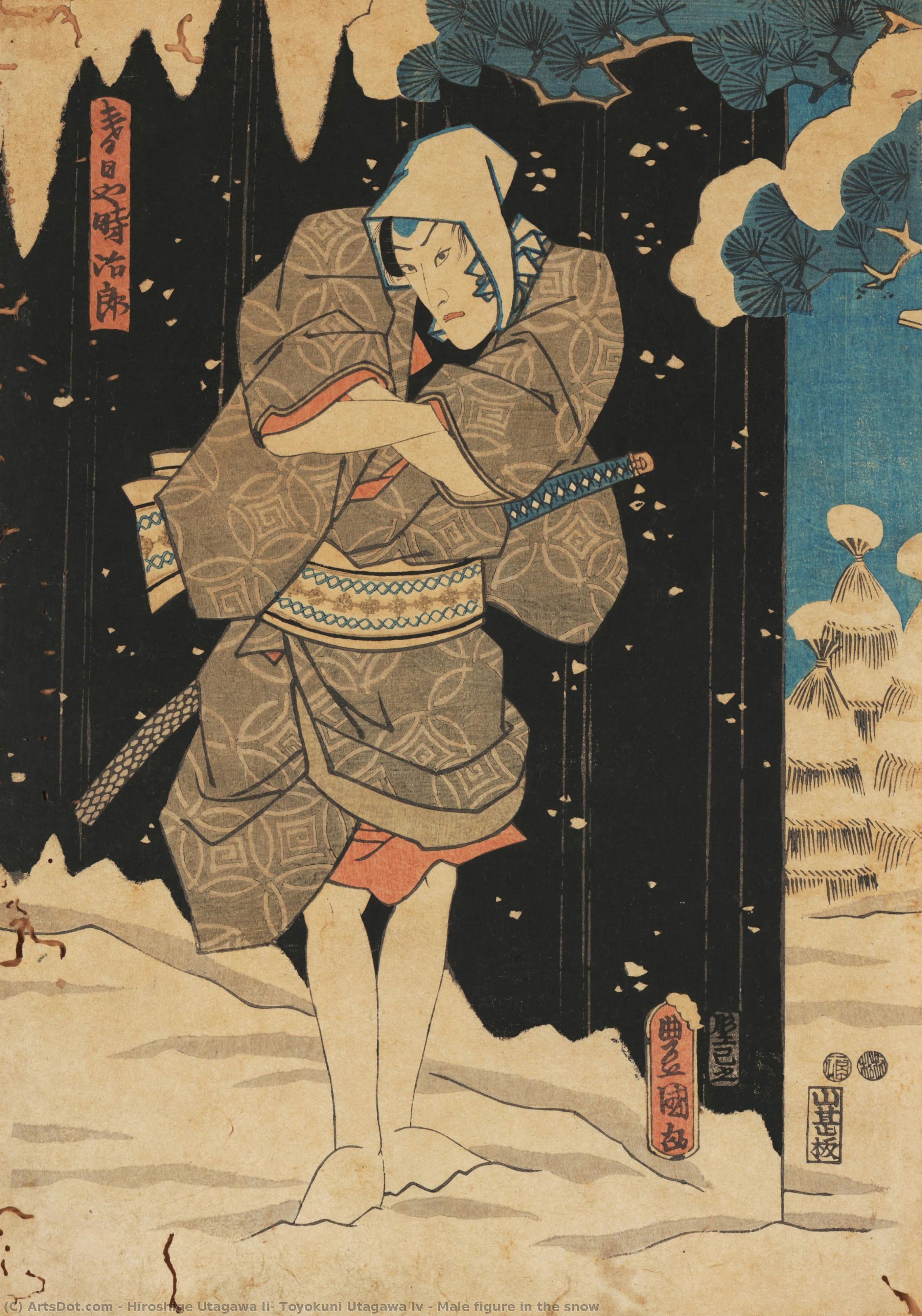 Male Figure In The Snow — Hiroshige Utagawa Ii, Toyokuni Utagawa Iv