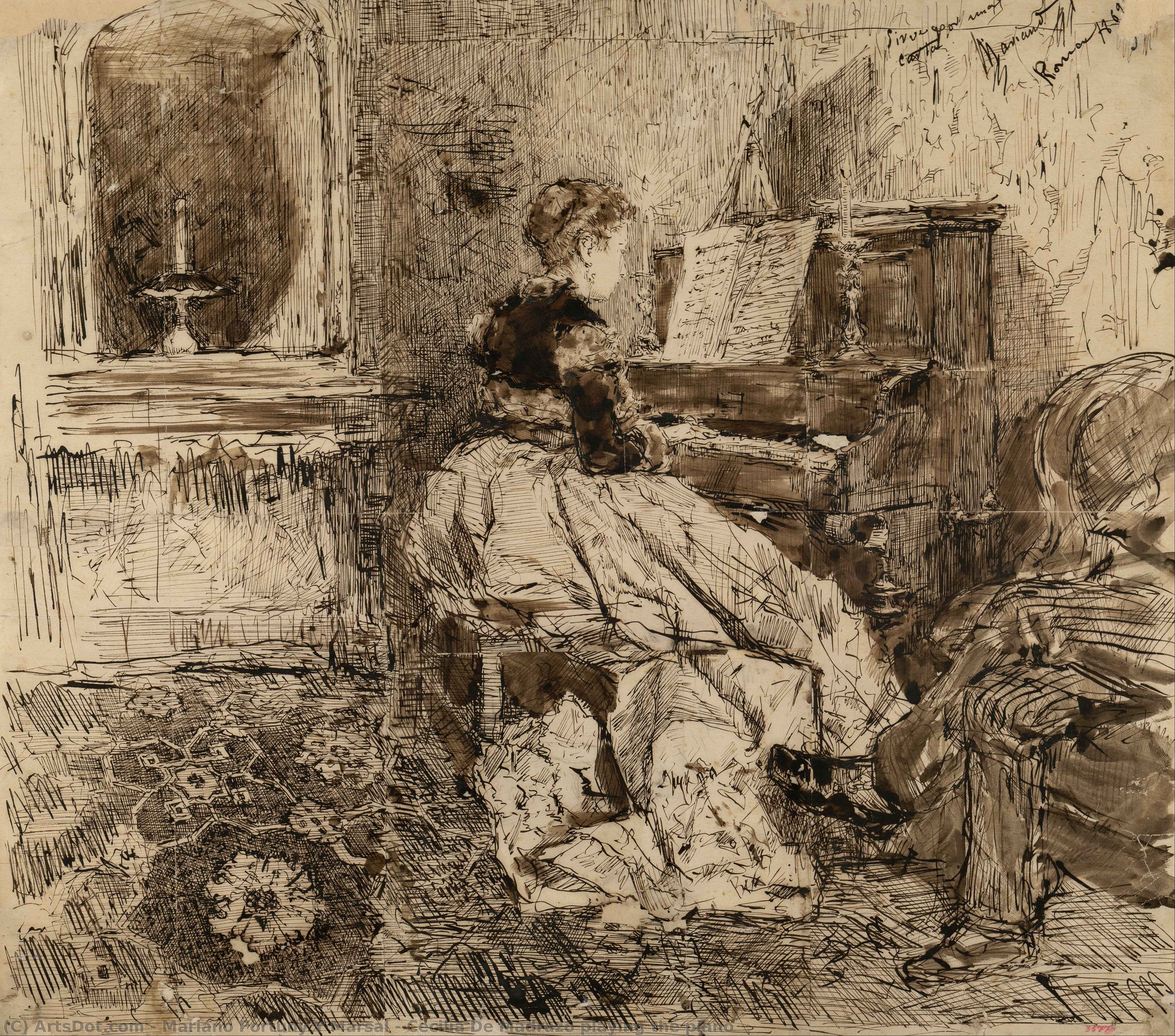 Cecilia De Madrazo Playing The Piano — Mariano Fortuny Y Marsal