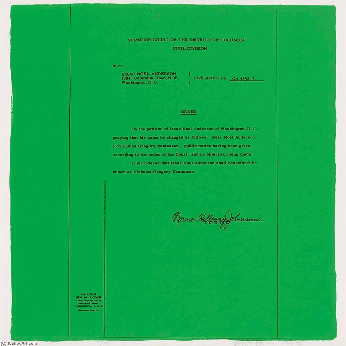 Nicholas Gregory Nazianzen (from The Name Change Project) — Ed Mcgowin