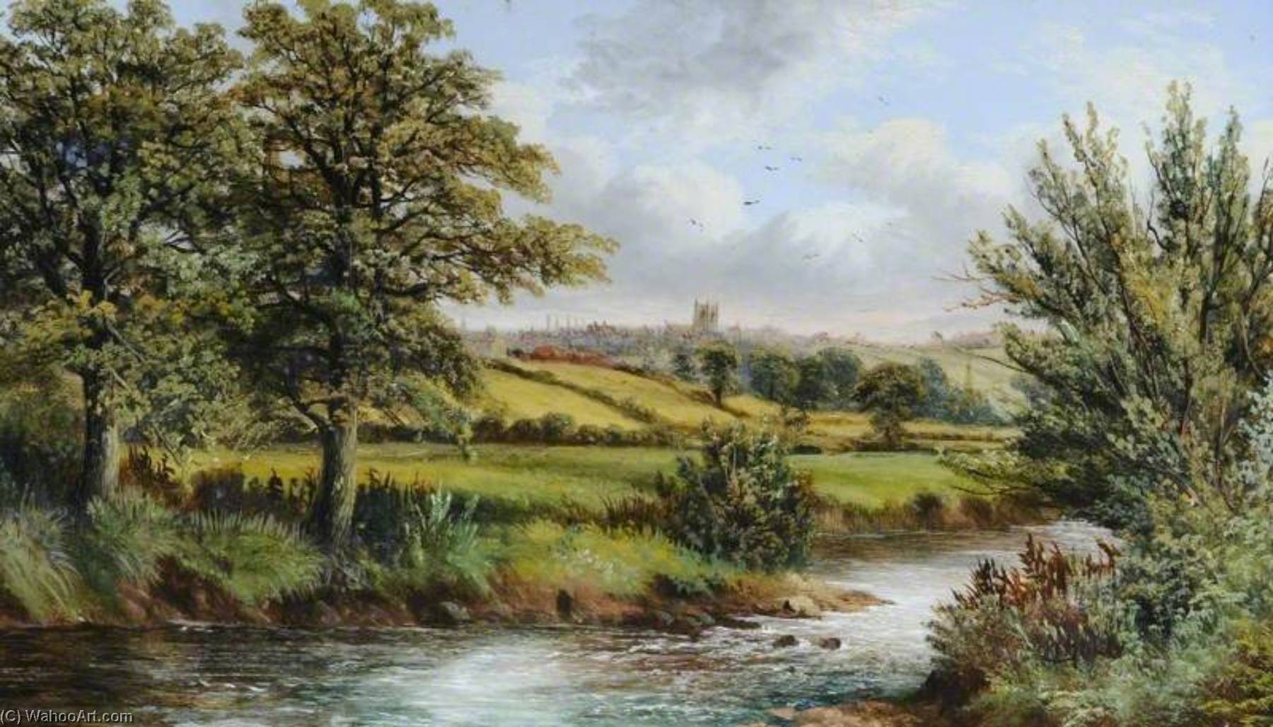 Canon Hall Park River Meadow With Church, South Yorkshire — Benjamin Hold