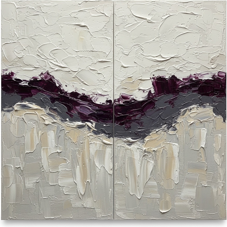 Fragmentierte Schichten Von Mitternachtsviolett Und Ätherischem Weiß In Skulpturalem Impasto — David Moreau
