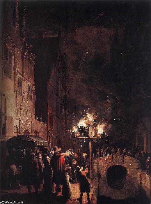 Feuerfeier Bei Kerzenlicht Auf Der Oude Delft — Egbert Lievensz Van Der Poel