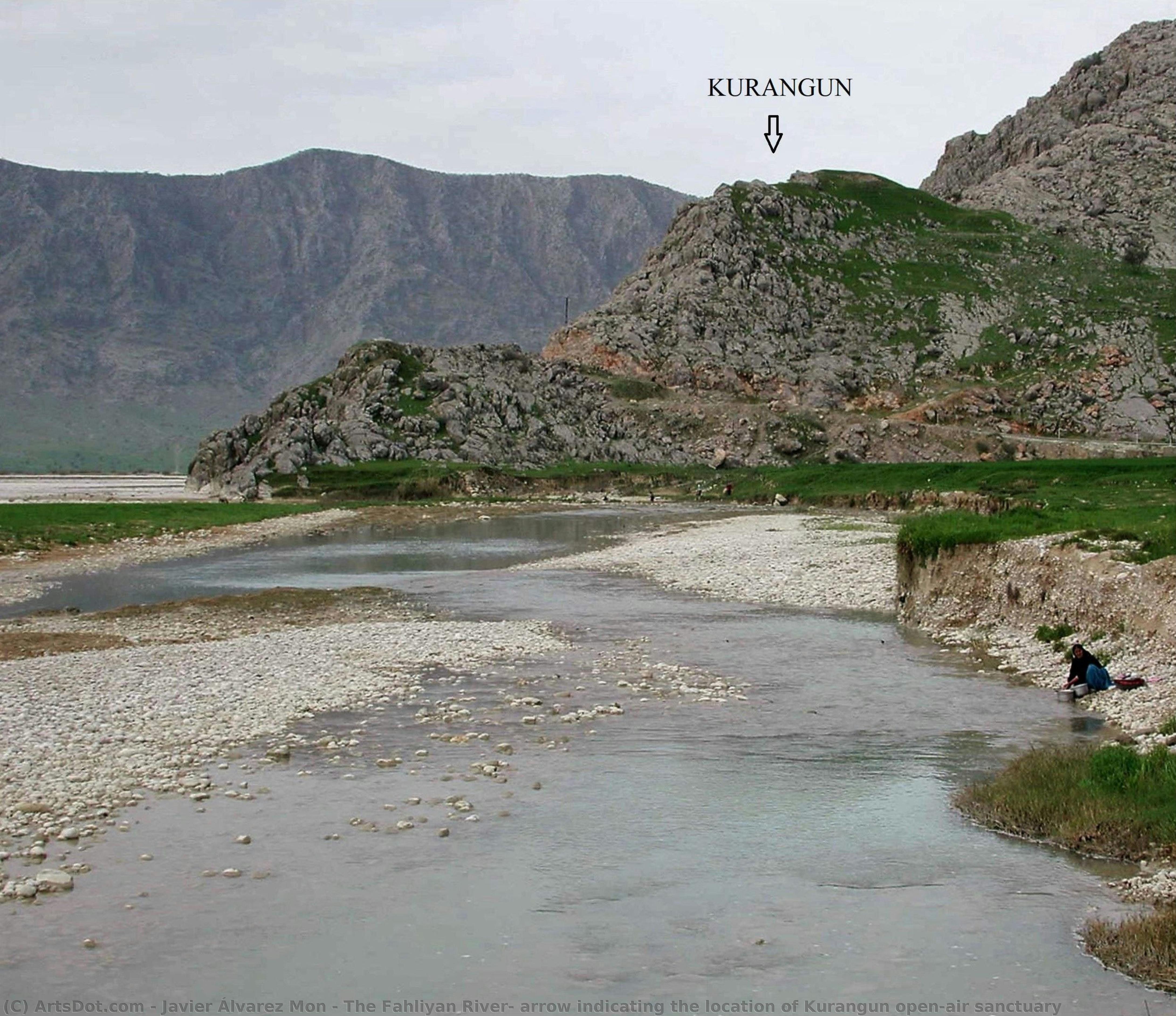 The Fahliyan River, Arrow Indicating The Location Of Kurangun Open-air Sanctuary — Javier Álvarez Mon