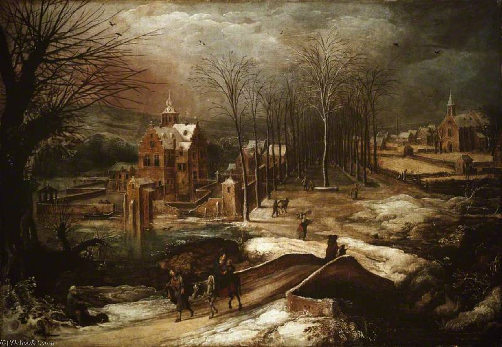 Winter Landscape With The Flight Into Egypt — Joos De Momper The Younger