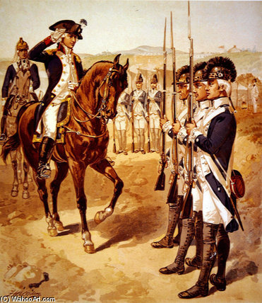 Marquis De Lafayette Inspecting His Command — Henry Alexander Ogden