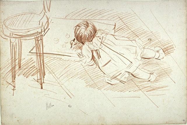 Paulette Face Down On The Floor, Drawing — Paul César Helleu