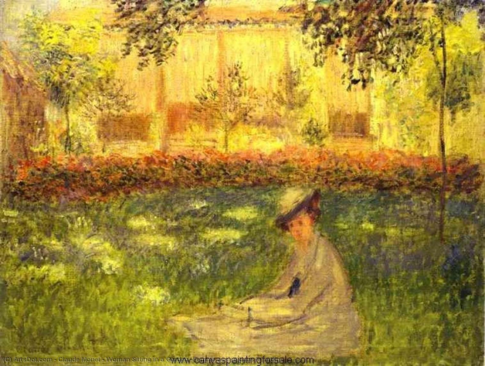 Frau Im Garten Sitzend (femme Assise Dans Le Jardin) — Claude Monet